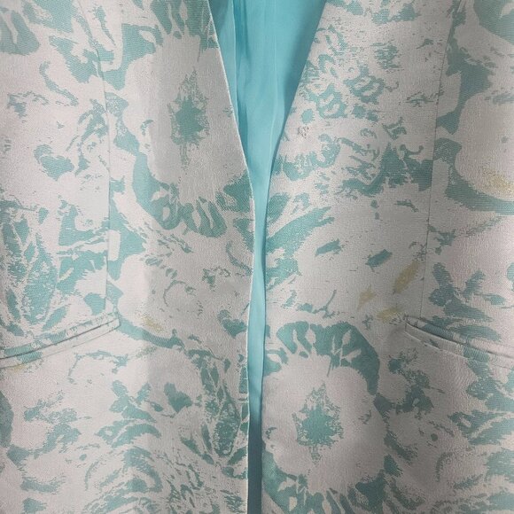 NWT Dolce Cabo Green Metallic Holiday Occasion Silver Floral Blazer Jacket M - Picture 4 of 5